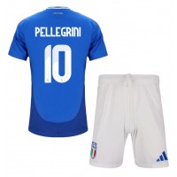 Italia Lorenzo Pellegrini #10 Hjemmedraktsett Barn EM 2024 Kortermet (+ Korte bukser)